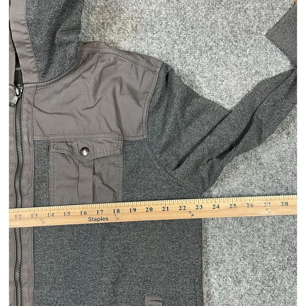 Banana Republic Full Zip Hoodie Mens XL Gray Mixed Media Utility Jacket